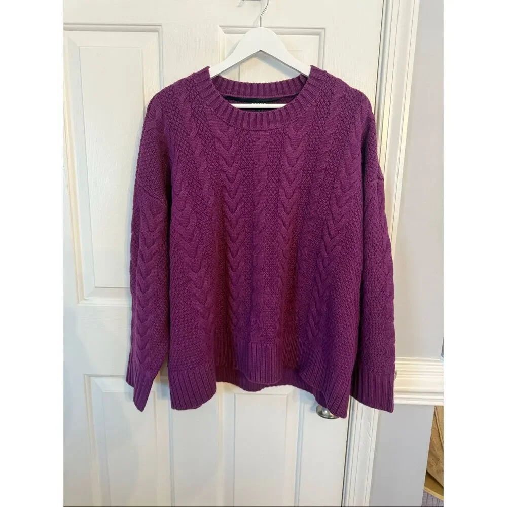 Torrid Purple Cable Knit Crew Neck Sweater sz 2X EUC